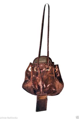 Dolce & Gabbana Luxury Bronze Brocade Double drawstring Top Evening Bag Deals in US.
